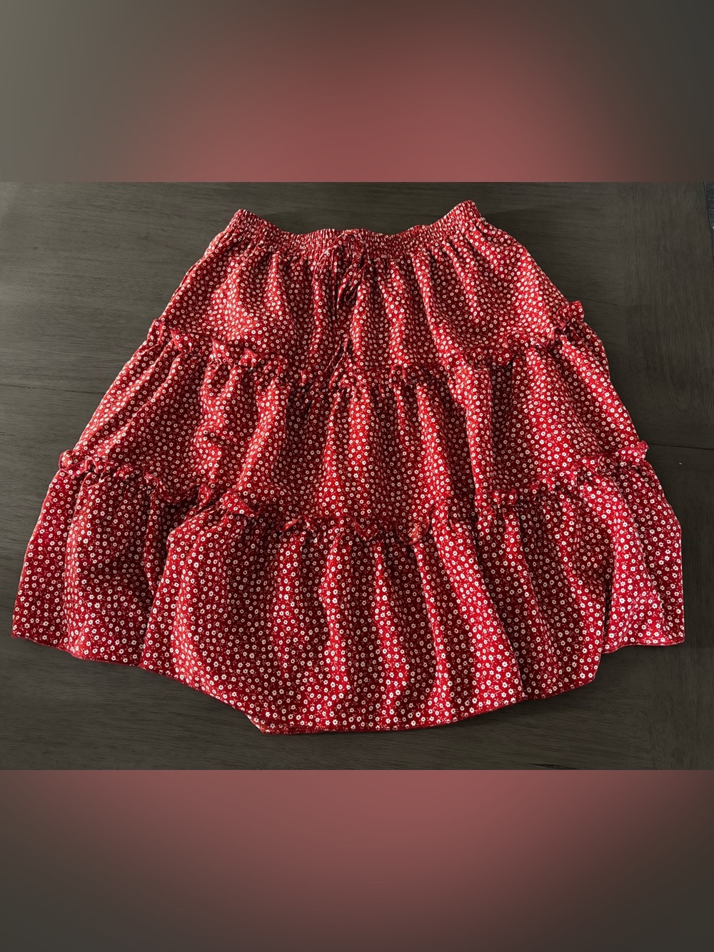 SHEIN Red Tiered A-Line Skirt with White Dots - Picture 1 of 3
